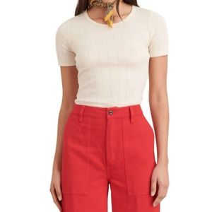 Alex Mill pointelle tee, green - size L (runs small)